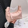 2024 Весна Новая жемчужная плиссированная сумка однотонная ручная сумка для пельменей корейская модная простая сумка через плечо