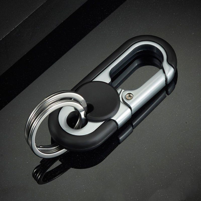 Men's Double Ring Keychain Fashion Business Key Holder Metal Key Buckle Car Styling Accessory Gift