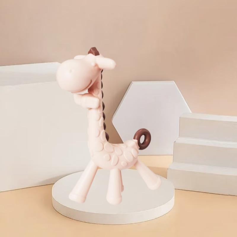 Цельный силиконовый прорезыватель Жираф Мультяшный Детский Кольцо-прорезыватель Силиконовый Грызунок-подвеска без БФА Подарок для прорезывания зубов Игрушка для младенцев