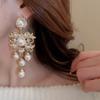 French Luxury Rhinestone & Pearl Tassel Earrings for Women