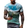 Модные крутые стильные футболки унисекс с природными пейзажами и 3D принтом, мужские повседневные индивидуальные футболки с короткими рукавами, уличные трендовые летние футболки, топы