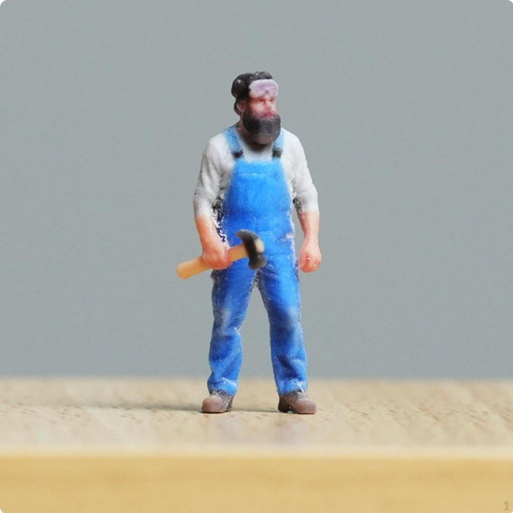 Фигурка рабочего в масштабе 1/64, 3D-печатная, крошечный человечек в комбинезоне, расписанная вручную