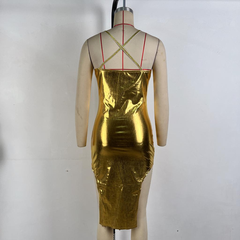 Женское осеннее горячее золотое платье-футляр с сексуальным поясом и бедрами, нерегулярные подтяжки