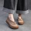Johnature Натуральная кожа толстая подошва круглый носок мокасины ретро удобные женские туфли на плоской платформе
