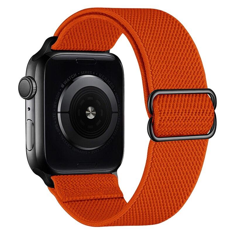 Ремешок для часов Apple, 44 мм, 40 мм, 38 мм, 42 мм, эластичный нейлоновый соло-петля, регулируемый браслет iWatch series SE 6, 5, 4, 3, 2, ремешок