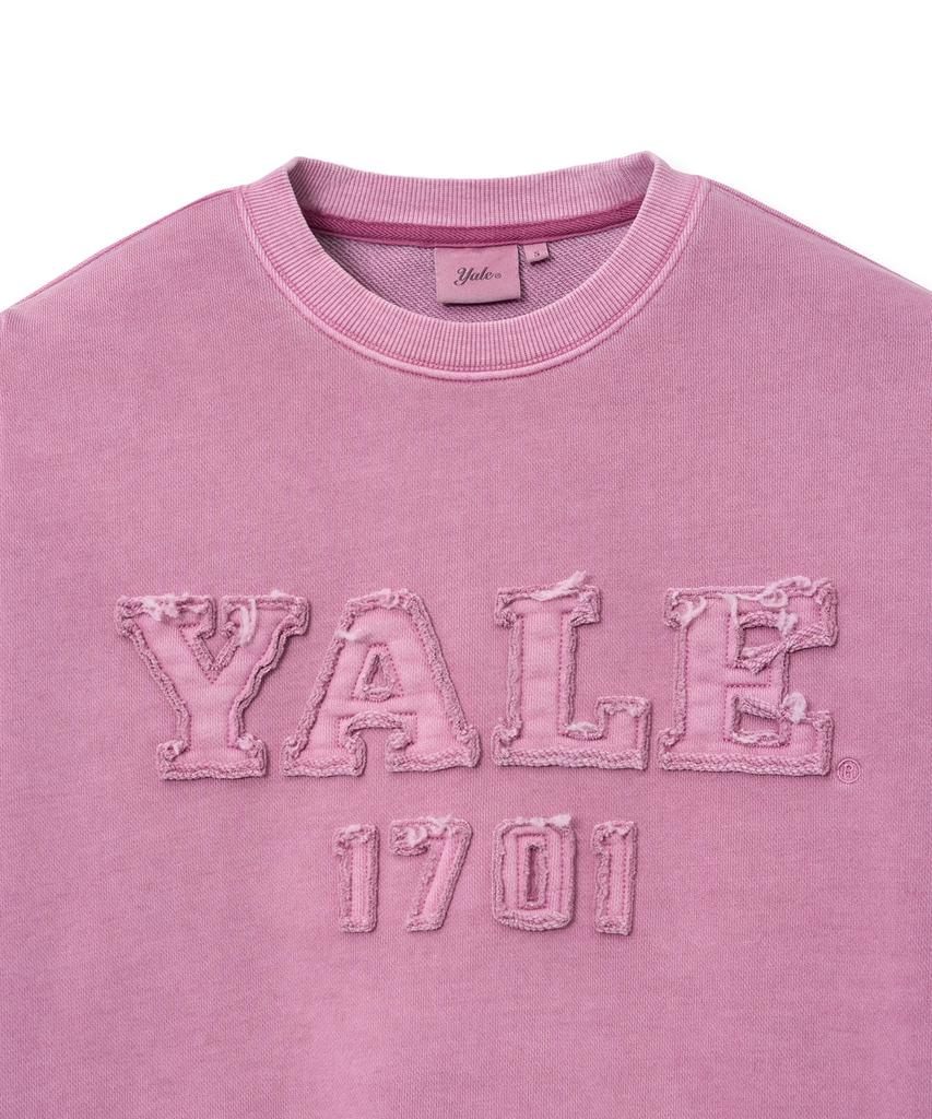 Женский укороченный свитшот YALE с пигментной аппликацией_Розовый