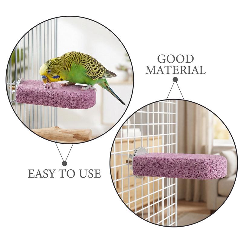 2Pcs Bird Beak Grinding Stone Pumice Parrot Claw Grinding Stand Perch Platform for Cockatiel Budgie Lovebirds Small Animal Cage