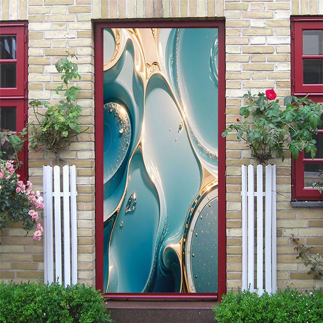 Белые мраморные наклейки на дверь, закат, простые абстрактные линии, бамбуковые обои на холодильник для гостиной, домашний декор, художественные наклейки для спальни