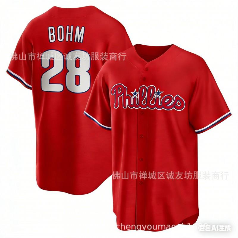 Embroidered Baseball Jersey Philadelphia 28 White BOHM Unisex Sportswear Fall Winter
