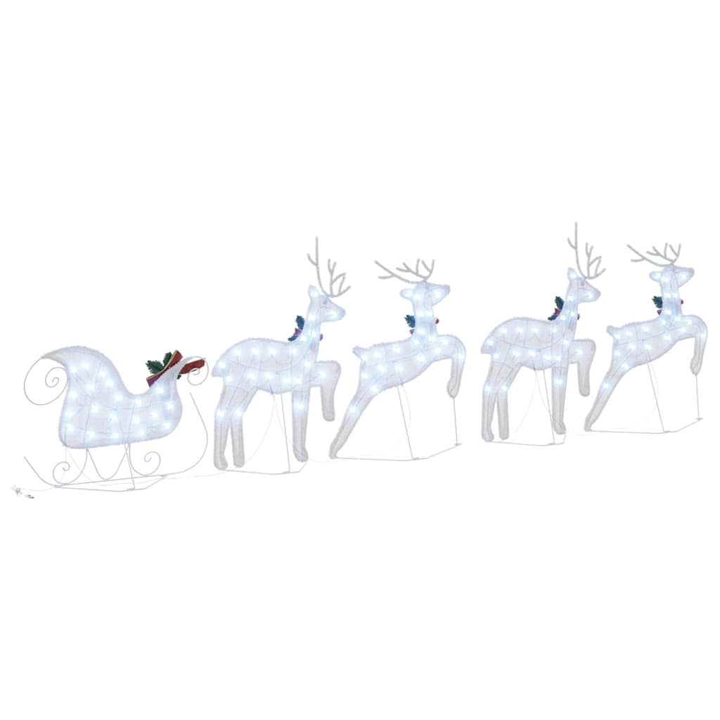 LED Deer Set 5 pcs Silver Fabric