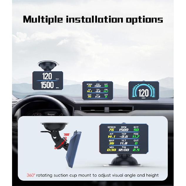 P16 ЖК-дисплей OBD2 Head Up Display Турбонаддув Давление масла Температура масла Расход топлива Датчик скорости автомобиля