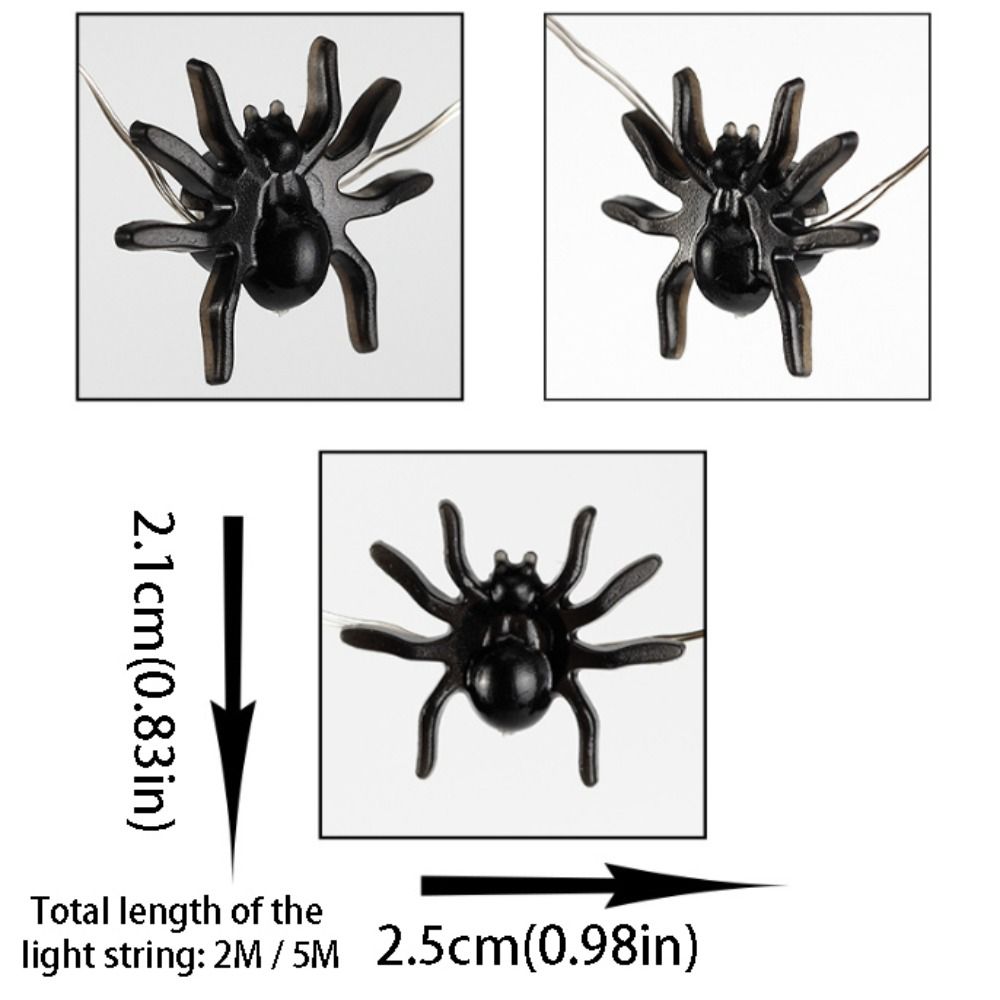 Black Spider Halloween String Lights Fake Spider Giant Spider Decor Light Up Spider Outdoor Yard