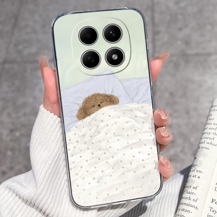 For Redmi Note 15 14 13 Pro Plus 5 5A 4 4X Phone Case Chinese Style Red-Crowned Crane Patterns Transparent TPU Shockproof Casing For Redmi Soft Covers