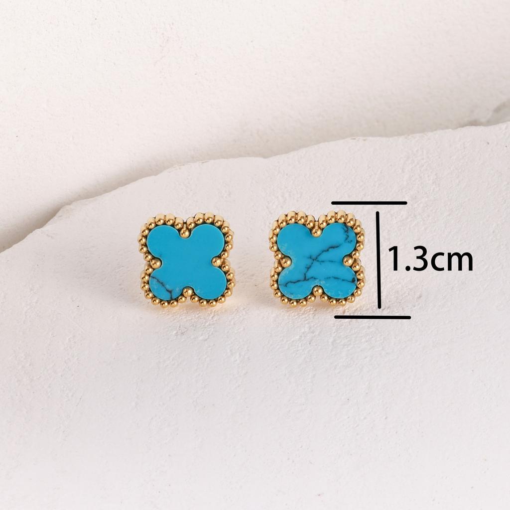 Серьги из титановой стали с четырехлистным клевером для женщин Новое поступление Корейские Классические Серьги Самые простые в сочетании Элегантные Серьги