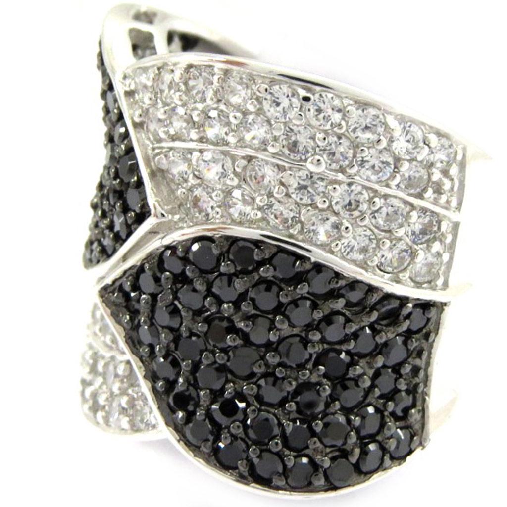 Silver Ring 'Romy' Black White Silver (rhodium) - 20 Mm