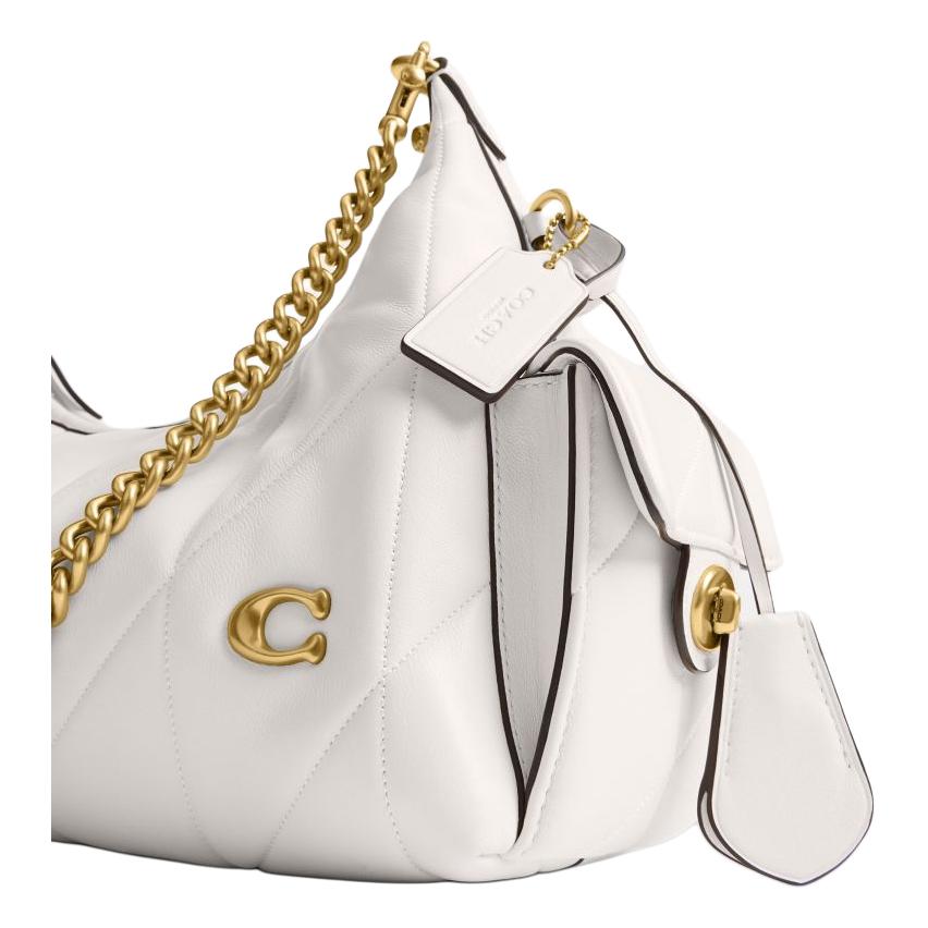 Coach Pocket Juliet 30 Quilted Detail Gold Hardware Lambskin Leather Shoulder Bag Large Women shoulder bag Chalk-White CEM89-B4HA