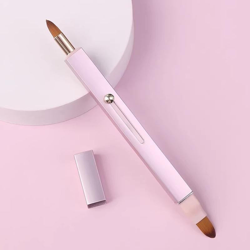 Portable Soft Retractable Lip Brush Double Head Makeup Brush With Cover Lipstick Brush Concealer Brushes Beauty Tool