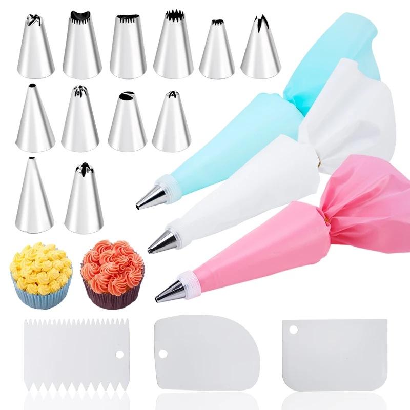 Stainless Steel Piping Nozzle Set, Cake Decorating Tools, Cream Gel Piping Tips, EVA Piping Bags, Heavy-duty
