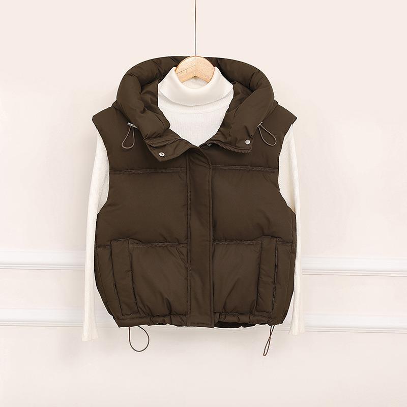 Осень и зима новая простая хлопковая одежда женский жилет короткий жилет с воротником-стойкой верхняя одежда жилет куртка