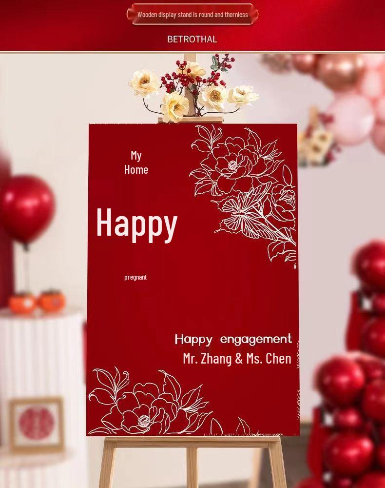 Индивидуальная свадебная церемония Приветственный знак: Направленный декор для помолвки с водным фоном