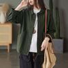Женская хлопковая куртка осенняя короткая повседневная куртка на пуговицах свободная простая большая рубашка с длинным рукавом