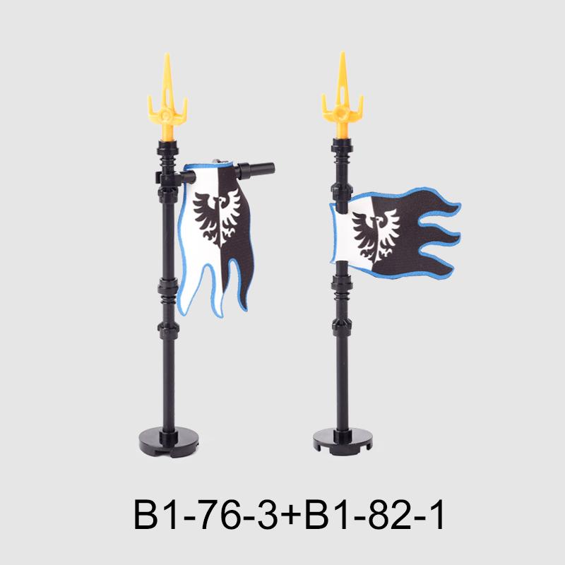 Средневековые военные флаги, серия «Военный замок», рыцарь, солдат, воин, аксессуары, строительные блоки, Древний Священный Рим, кирпичики, игрушки, подарки.