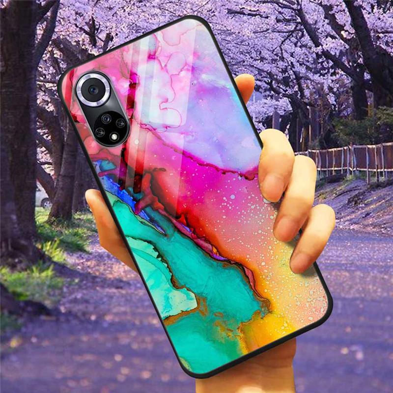 Чехол для Honor 50 Pro Закаленное Стекло Звездный Мрамор Жесткая Задняя Крышка для Телефона Huawei Honor 50 Чехлы Honor50 Защитные