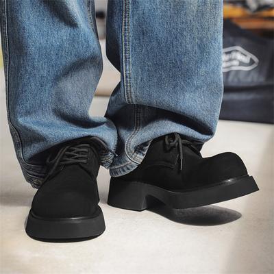 Женская повседневная обувь с круглым носком большого размера Высококачественная коричневая нубуковая кожа Толстая подошва Показать Женская Мужская Кожаная обувь 44 45 46