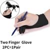 2 шт. противообрастающие перчатки с двумя пальцами для художника, ручка для рисования, графический коврик для планшета, бытовые перчатки, черная перчатка для правой и левой руки
