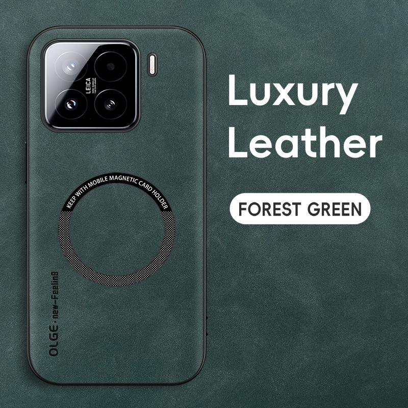 Luxury Leather Phone Cases For Xiaomi 14T Pro Magnetic Shockproof Case For Xiaomi 15 12T Pro Soft Frame For Magsafe Matte Cover