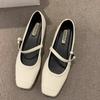 Fashion Women's Fashion Flat Shoes Spring New Square Head Shallow Mouth Soft Sole Anti-slip Wear-resistant Single Shoes