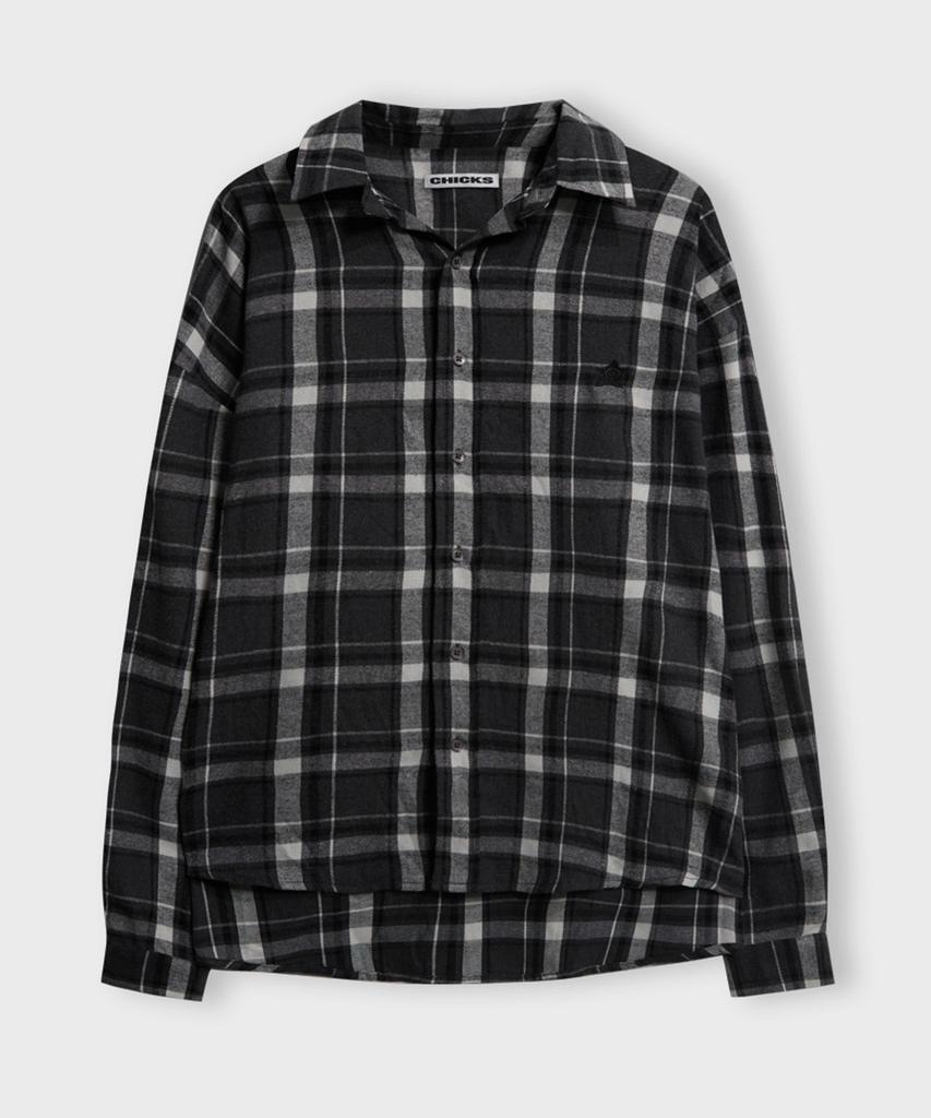 CHICKS Vintage Tartan Check Flannel Shirt Brown