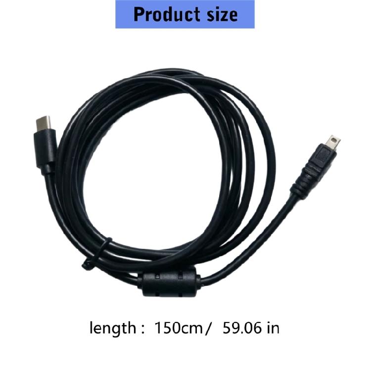Черный кабель данных для камеры с разъемами Mini 8-Pin и USB Type-C (папа) для передачи фото и видеофайлов, а также для подключения к зарядному устройству камеры