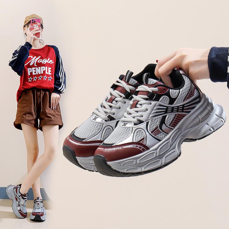 ins Korean version mesh low-top dad shoes girl 2025 autumn new breathable student sports heightened leisure A230