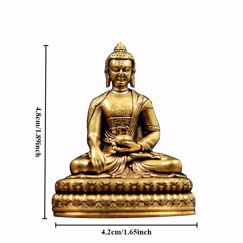 Винтажная латунная фигурка сидящего Будды, маленькая статуэтка Шакьямуни для коллекции, путешествия, поклонения, антикварный домашний декор рабочего стола