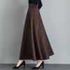 New Woolen Plaid Skirt for Women Mid-length Autumn and Winter Slimming High-waisted A-line Skirt Casual Long Skirt