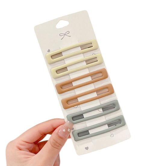 6Pcs Girl Hairpin Matte Color Rectangular Hair Clips Stable Non-Slip BB Clip Face Slimming Versatile Hair Styling