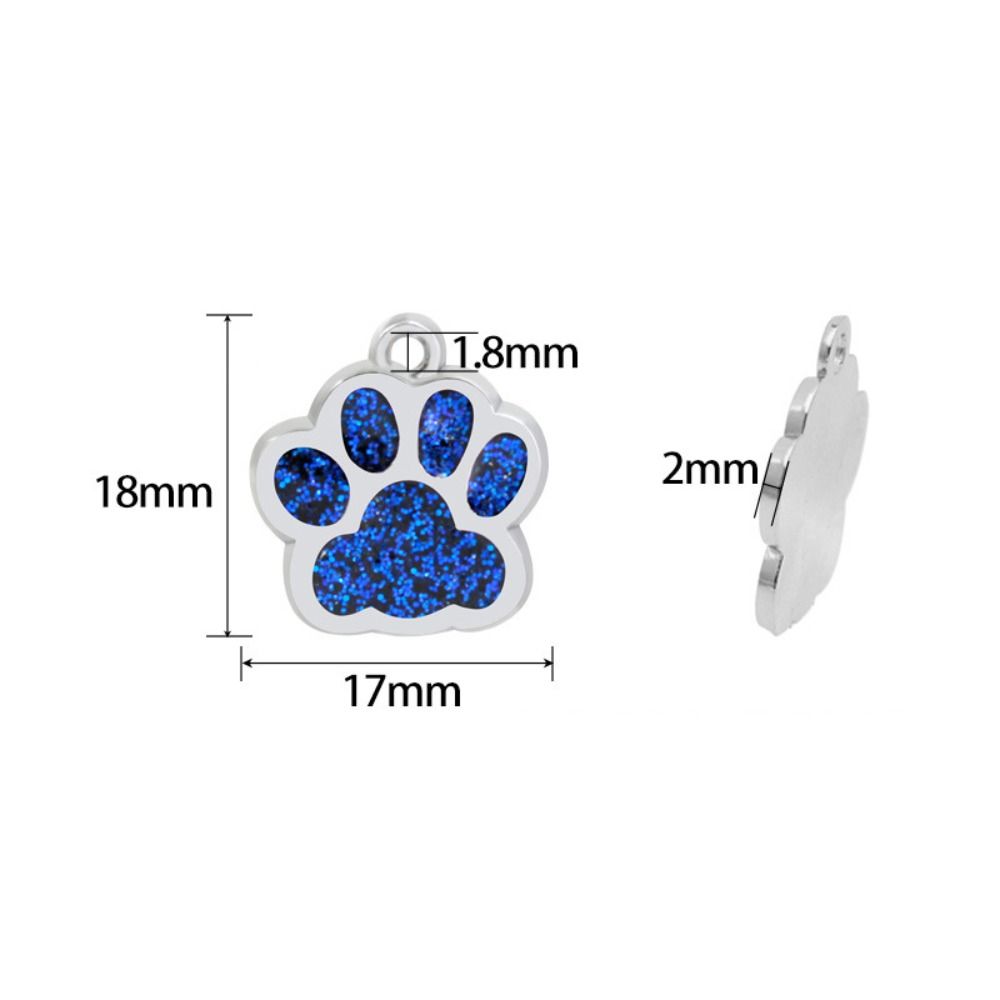 Cat Dog Paw Print Pet Glitter Pendant Anti-Lost Pet Collar Tag Pendant Dog Cat Tags Cats