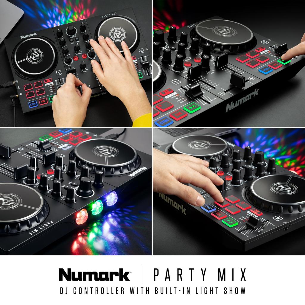 Numark DJ Controller for Beginners DJ Equipment Serato DJ Lite Included Streaming LED Light Audio Interface Portable DJ Mixer Numark Party Mix II