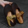 Fashion Soft Sole Single Shoes Autumn New Spliced Two-wear Suede Color-block Non-slip Wear-resistant Flat Shoes