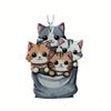 Adorable Acrylic Cat Hanging Ornament For Car Interior Decoration Cute Cartoon Style