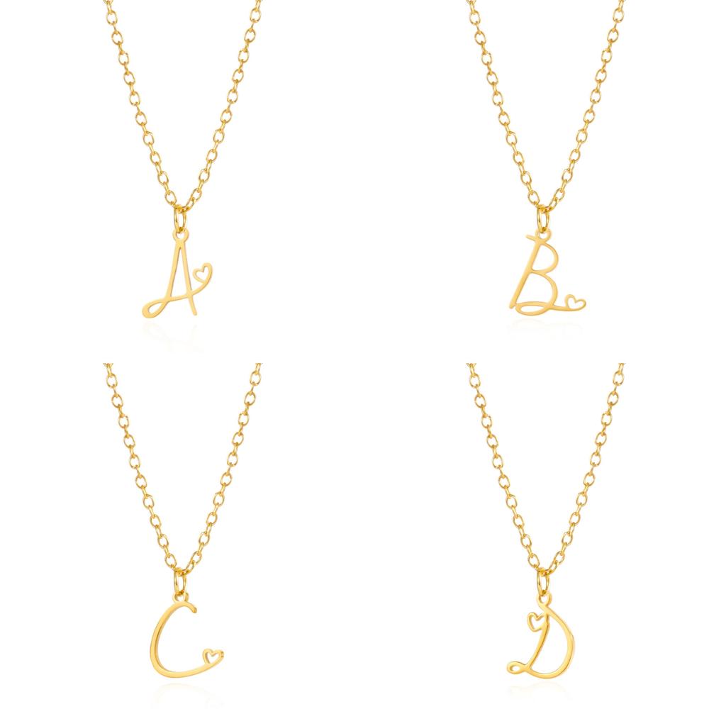 Золотое ожерелье-подвеска с алфавитом в форме сердца на цепочке О для дам, летний стиль