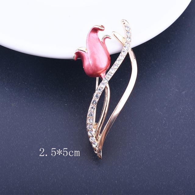 Элегантная золотая белая брошь-тюльпан, милая цветочная булавка, подарок для женщин, свадебных, помолвочных, вечерних, вечеринок, ювелирных изделий