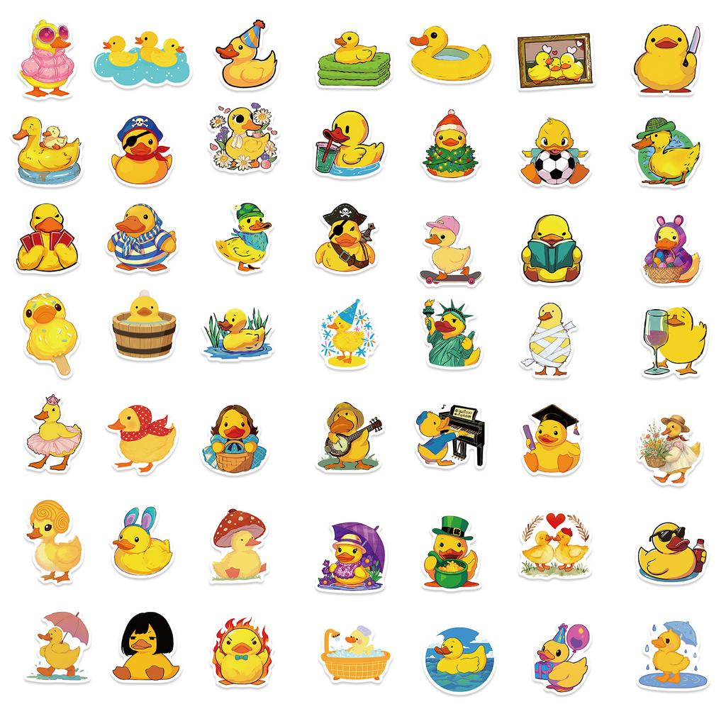 50 Cartoon Little Yellow Duck Stickers DIY Decorative Notebook Suitcase DIY Waterproof Stickers