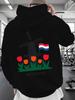 Men's Dutch-Themed Hooded Sweatshirt with Netherlands Windmill & Tulip Print - Loose Fit Casual Pullover Kangaroo Pocket Elastic F