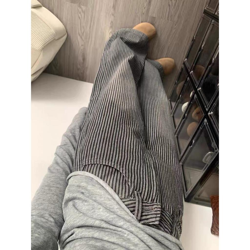 Y2k Vintage Striped Jeans Women Punk Hip Hop Grunge Baggy Denim Trousers High Waist Streetwear Straight Wide Leg Jeans