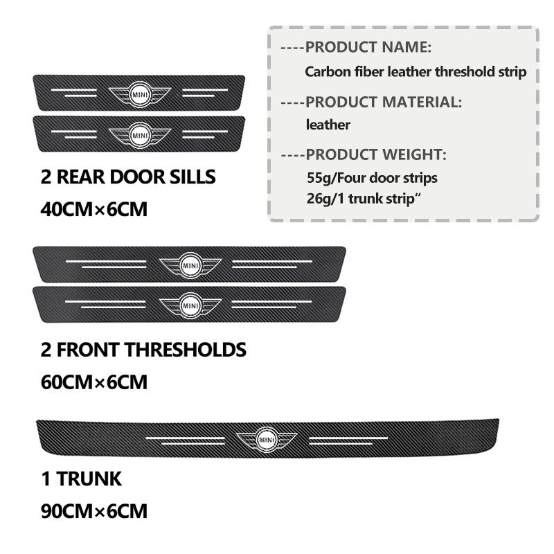 For MINI Car Door Sill Scuff Plate Decor Carbon Fiber Stickers Countryman Clubman Cooper One JCW R56 R50 R53 R58 s4