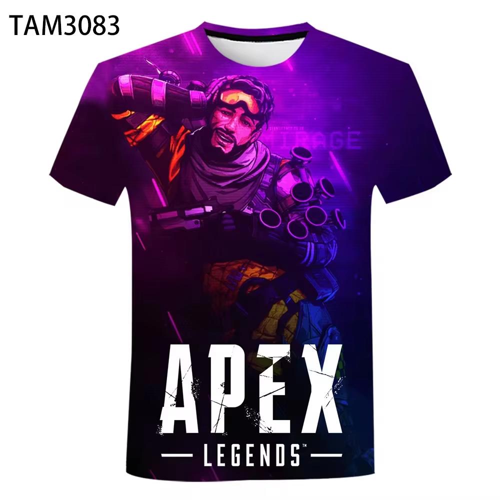 Round Neck 3D Apex Legends Game Graphic Print Casual Shorts Sleeved Men's T-shirts - Soft Medium Stretch Polyester Fabric Summer Relaxed Fit Clothing