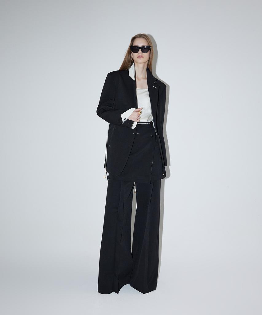 RENEJ Ava Pintuck Wide Pants - Black