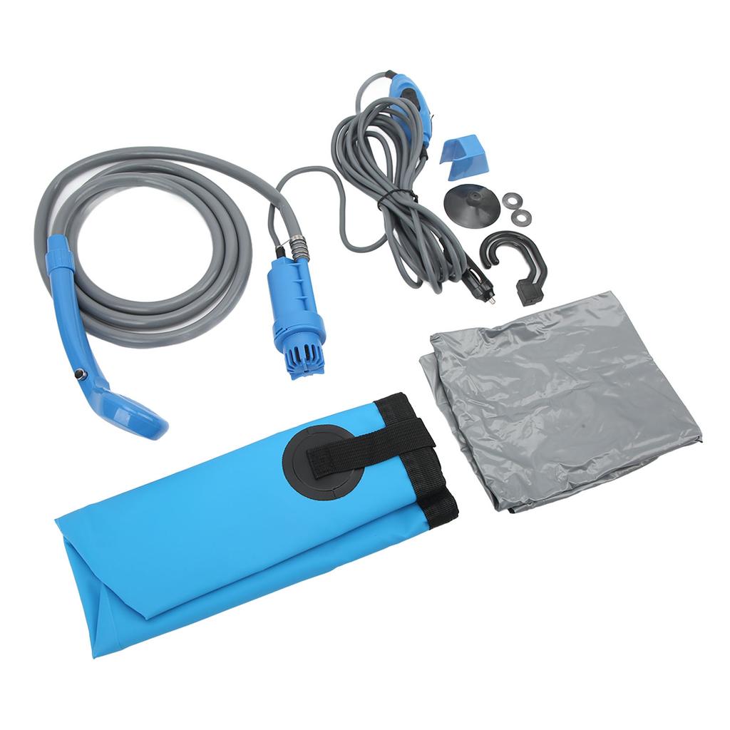 12V Портативный походный душ Складное ведро Набор 20л Вместимость Многоцелевой для пеших походов Мытье автомобиля Домашнее животное